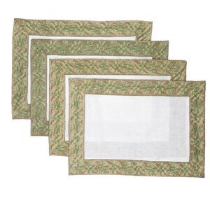 L'Objet Fortuny Green Cotton & Linen Placemats Set of 4